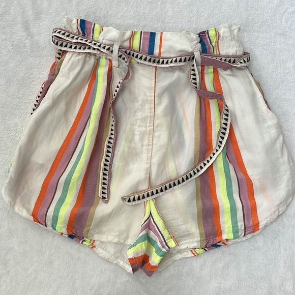 Lemlem H&M Womens High Waist Lightweight Breathable Linen Blend Stripe Shorts S - Picture 6 of 13